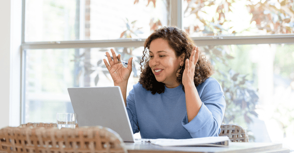 Person conducting an online focus group