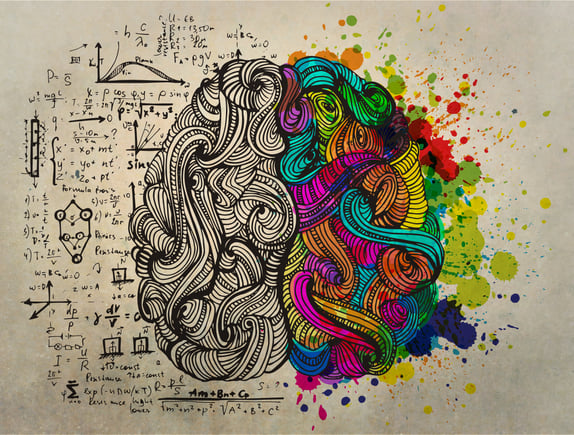Artwork of the brain demonstrating logic vs creativity